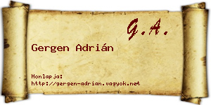 Gergen Adrián névjegykártya